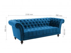 Birlea Birlea Chester Midnight Blue Velvet Fabric 3 Seater Sofa