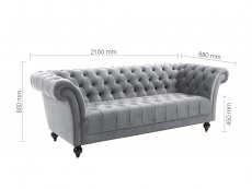 Birlea Birlea Chester Grey Velvet Fabric 3 Seater Sofa