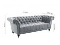 Birlea Birlea Chester Grey Velvet Fabric 3 Seater Sofa
