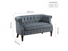 Birlea Birlea Freya Grey Velvet Fabric 2 Seater Sofa