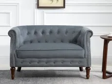 Birlea Furniture & Beds Birlea Freya Grey Velvet Fabric 2 Seater Sofa