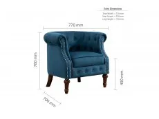 Birlea Furniture & Beds Birlea Freya Blue Velvet Fabric Chair