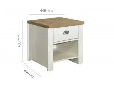 Birlea Birlea Highgate Cream and Oak Effect 1 Drawer Lamp Table