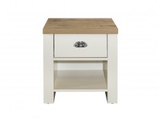 Birlea Birlea Highgate Cream and Oak Effect 1 Drawer Lamp Table (Flat Packed)