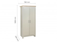 Birlea Birlea Highgate Cream and Oak Effect 2 Door Wardrobe (Flat Packed)