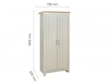 Birlea Furniture & Beds Birlea Highgate Cream and Oak Effect 2 Door Wardrobe