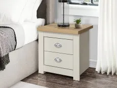 Birlea Birlea Highgate Cream and Oak Effect 2 Drawer Bedside Table