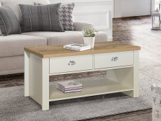 Birlea Birlea Highgate Cream and Oak Effect 2 Drawer Coffee Table (Flat Packed)