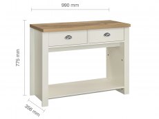 Birlea Birlea Highgate Cream and Oak Effect 2 Drawer Console Table (Flat Packed)