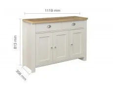 Birlea Birlea Highgate Cream and Oak Effect 3 Door 2 Drawer Sideboard