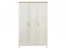 Birlea Birlea Highgate Cream and Oak Effect 3 Door Wardrobe (Flat Packed)