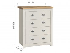 Birlea Birlea Highgate Cream and Oak Effect 4 Drawer Chest (Flat Packed)