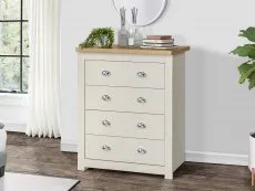 Birlea Furniture & Beds Birlea Highgate Cream and Oak Effect 4 Drawer Chest