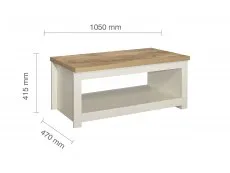 Birlea Furniture & Beds Birlea Highgate Cream and Oak Effect Coffee Table