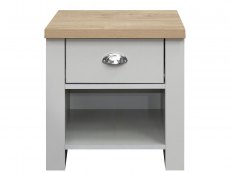 Birlea Birlea Highgate Grey and Oak Effect 1 Drawer Lamp Table (Flat Packed)