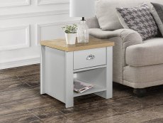 Birlea Birlea Highgate Grey and Oak Effect 1 Drawer Lamp Table (Flat Packed)