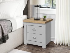 Birlea Birlea Highgate Grey and Oak Effect 2 Drawer Bedside (Flat Packed)