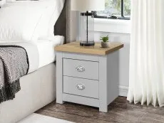 Birlea Birlea Highgate Grey and Oak Effect 2 Drawer Bedside Table