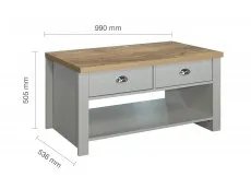 Birlea Birlea Highgate Grey and Oak Effect 2 Drawer Coffee Table