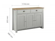 Birlea Birlea Highgate Grey and Oak Effect 3 Door 2 Drawer Sideboard