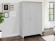 Birlea Furniture & Beds Birlea Highgate Grey and Oak Effect 3 Door Wardrobe