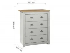 Birlea Birlea Highgate Grey and Oak Effect 4 Drawer Chest