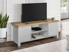 Birlea Birlea Highgate Grey and Oak Effect Large TV Unit (Flat Packed)