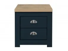 Birlea Highgate Navy and Oak Effect 2 Drawer Bedside Table