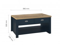 Birlea Birlea Highgate Navy and Oak Effect 2 Drawer Coffee Table (Flat Packed)