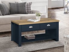 Birlea Birlea Highgate Navy and Oak Effect 2 Drawer Coffee Table (Flat Packed)
