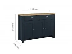 Birlea Birlea Highgate Navy and Oak Effect 3 Door 2 Drawer Sideboard