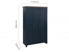 Birlea Birlea Highgate Navy and Oak Effect 3 Door Wardrobe (Flat Packed)