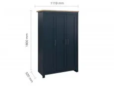 Birlea Birlea Highgate Navy and Oak Effect 3 Door Wardrobe
