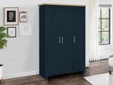 Birlea Birlea Highgate Navy and Oak Effect 3 Door Wardrobe (Flat Packed)
