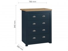 Birlea Birlea Highgate Navy and Oak Effect 4 Drawer Chest (Flat Packed)