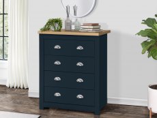Birlea Birlea Highgate Navy and Oak Effect 4 Drawer Chest (Flat Packed)
