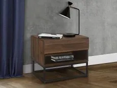 Birlea Furniture & Beds Birlea Houston Walnut Effect 1 Drawer Bedside Table