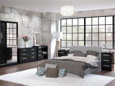 Birlea Birlea Lynx Black High Gloss 3 Drawer Bedside (Flat Packed)