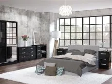 Birlea Birlea Lynx Black High Gloss 3 Drawer Bedside Cabinet