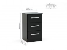 Birlea Birlea Lynx Black High Gloss 3 Drawer Bedside (Flat Packed)