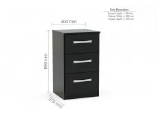 Birlea Birlea Lynx Black High Gloss 3 Drawer Bedside Cabinet