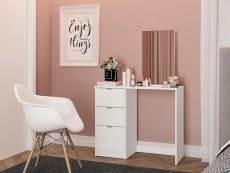 Birlea Birlea Madison White 3 Drawer Dressing Table & Mirror (Flat Packed)