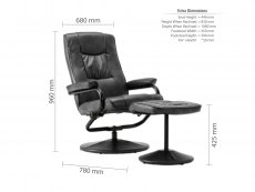Birlea Birlea Memphis Black Faux Leather Swivel Chair & Footstool