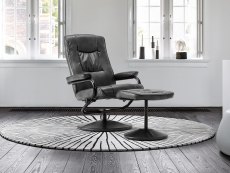 Birlea Memphis Black Faux Leather Swivel Chair & Footstool