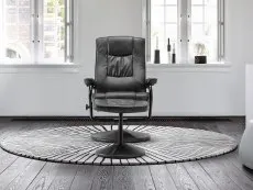 Birlea Memphis Black Faux Leather Swivel Chair & Footstool