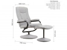 Birlea Birlea Memphis Grey Fabric Swivel Chair & Footstool