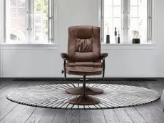 Birlea Memphis Tan Faux Leather Swivel Chair & Footstool