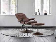 Birlea Birlea Memphis Tan Faux Leather Swivel Chair & Footstool