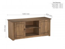 Birlea Birlea Santiago Distressed Pine 2 Door 1 Shelf Flat Screen TV Unit (Flat Packed)