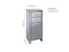 Birlea Birlea Seville Mirrored 5 Drawer Narrow Chest (Assembled)